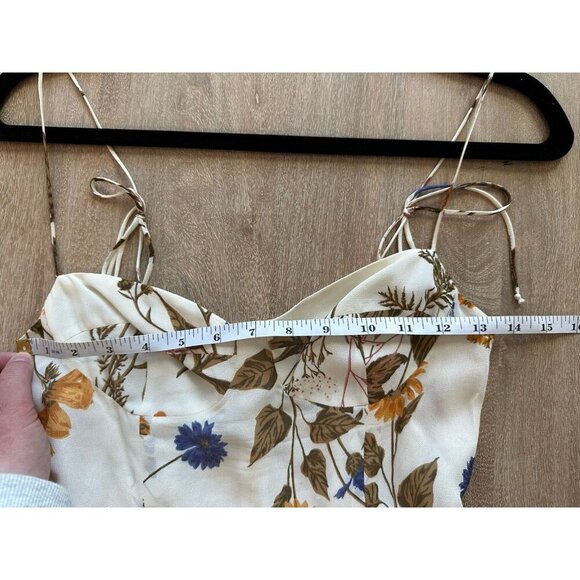 Reformation Kourtney Dress in Frolic Size 0 Midi Cream Floral High Slit Feminine - Picture 9 of 11